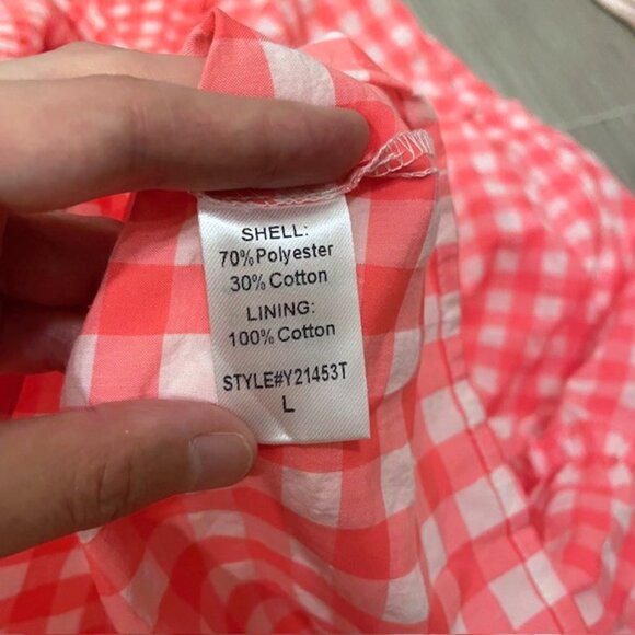 Pomander Place Tuckernuck Tiered Nellie Dress Electric Pink Gingham Plaid Large - Picture 13 of 16